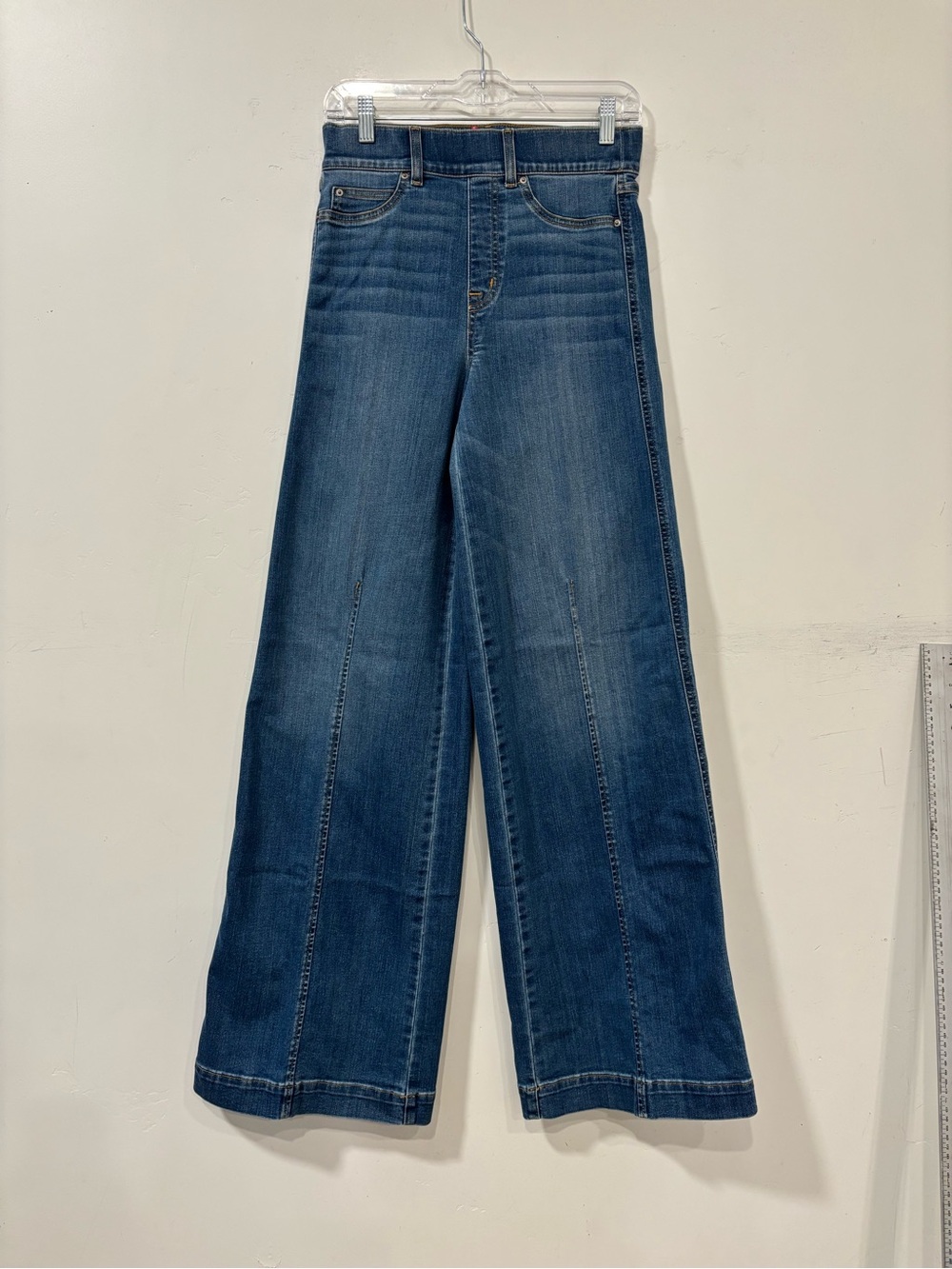 Spanx Seamed Front Wide Leg Jeans Vintage Indigo Blue Tall Small  20407T